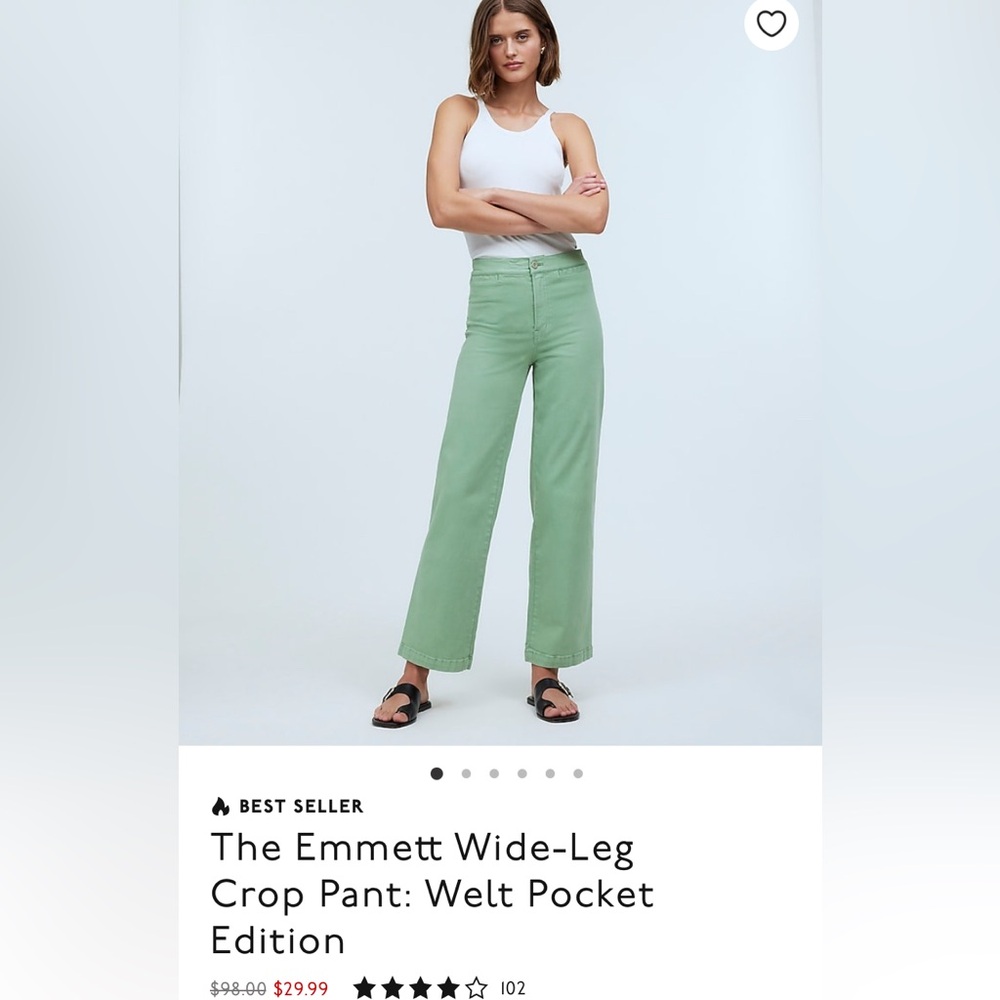 EUC Madewell Emmett Wide Leg Crop Pants 29T